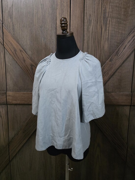 Rachel Comey Tops - Rachel Comey Light Blue Gathered Puff-Sleeve Top